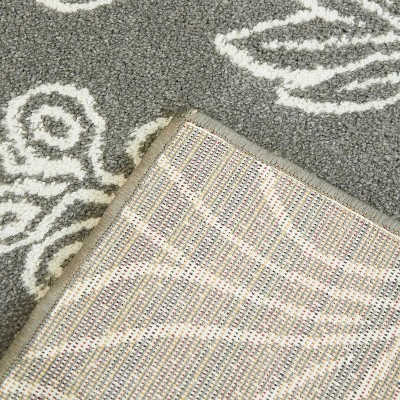 Gray Synthetic Non-slip Dinosaur Kids' Rug 4' x 6'