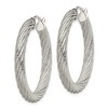 Chisel Stainless Steel Polished and Textured Hollow Hoop Earrings - 3 of 4