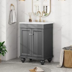 NicBex 18.6" Bathroom Vanity with Sink, Bathroom Cabinet Storage with 1 Spacious Cabinet and 2 Open Shelf for Bathroom - 1 of 4