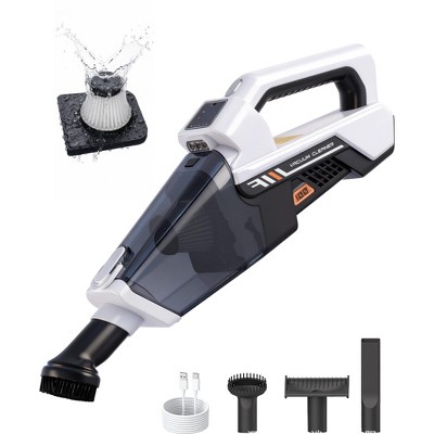 HONGGE Cordless Handheld Vacuum Cleaner with LED Display 9000mAh 4 Attachments Washable HEPA Filter for Car & Home