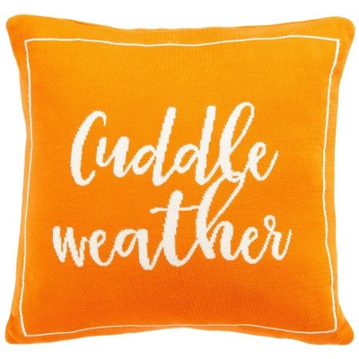 Orange Cotton Reversible Cuddle Weather Throw Pillow Set