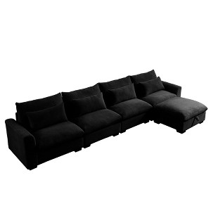 NicBex L-Shaped Corduroy Sectional Sofa,Deep Seat Couch with Storage Ottoman and 4 Waist Pillows for Living Room,Bedroom - 1 of 4