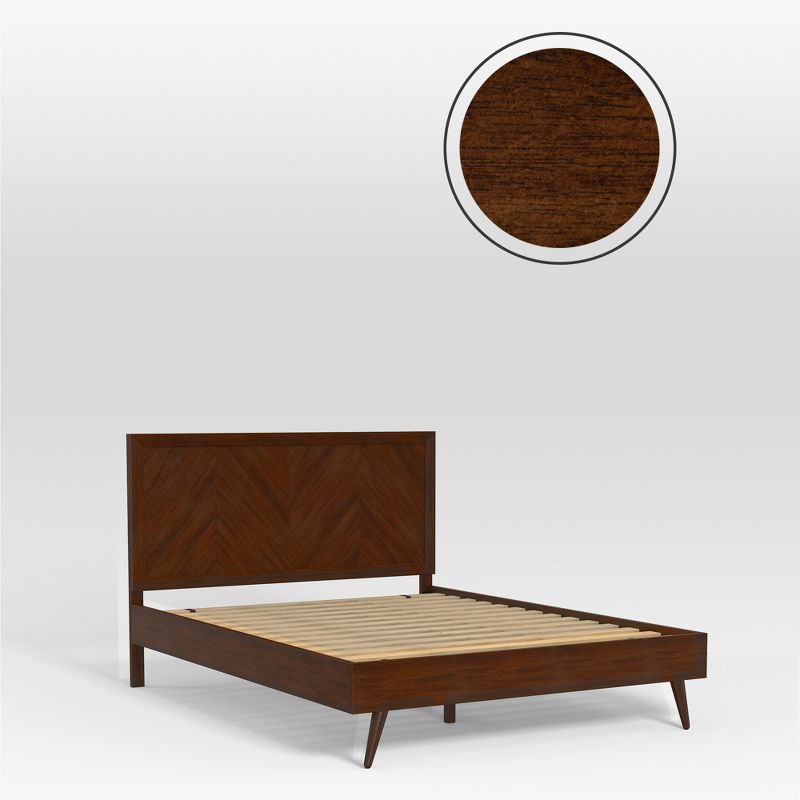 Wooden Platform Bed Frame with Chevron Headboard - eLuxury, 4 of 10
