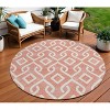 Salmon And Ivory Geometric Washable Indoor Outdoor Area Rug - 2 of 4