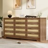 12 Drawer Dresser for Bedroom, Modern Farmhouse Rattan Chest of Drawers with Handles, Wood Dresser for Closet - 2 of 4