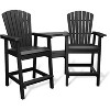 Acekool Recycled Poly Barstool Adirondack Set - 2 Weatherproof Chairs with Connecting Tray - 2 of 4