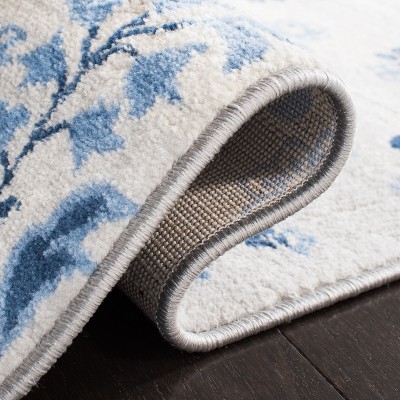 Hand-Knotted Blue Essence Round Synthetic Area Rug, 6'7" Diameter