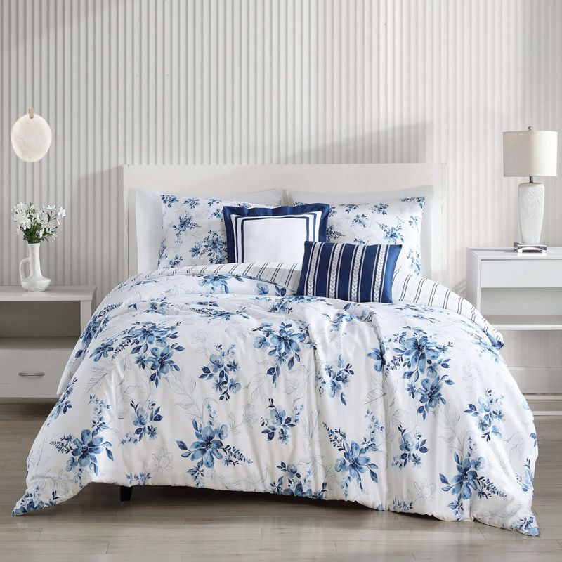 Bebejan Blue Art 100% Cotton 5-Piece Reversible Comforter Set, 1 of 10