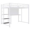 Full/Twin Size Loft Bed with Desk and Whiteboard, Metal Bed with 3 Shelves and Ladder - ModernLuxe - 4 of 4