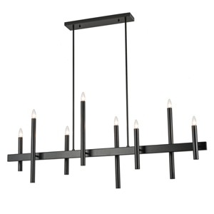 LLHZSY Linear Pendant Chandelier 56 7/10" Wide Modern 8-Lights Candlestick Fixture for Dining Room House Kitchen Island -Black+Gold/Black/Gold - 1 of 4