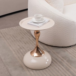 Small Round Martini Side Table,Modern Metal Accent Table with Artistic Mermaid Tail Base for Living Room-Baofuwish - 1 of 4