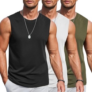 COOFANDY Mens Workout Tank Tops Cotton 3 Pack Soft Gym Muscle Shirt Sleeveless Classic T Shirts - 1 of 4