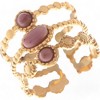 Anna-Kaci Women's Wide Statement Ring Gold Tone with Round Stone Marble-Like Stone and Textured Details - 2 of 4
