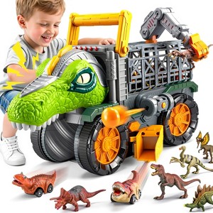 Joyfy Dinosaur Toy for Boys Ages 2 3 4 5, Dinosaur Truck with Launcher, Darts & Crane and Tunnel ,Halloween Christmas Birthday Gift for Kids Toddlers - 1 of 4
