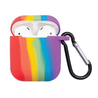 Insten Cute Case Compatible with AirPods 1 & 2 - Protective Silicone Skin Cover with Keychain, Rainbow Pride