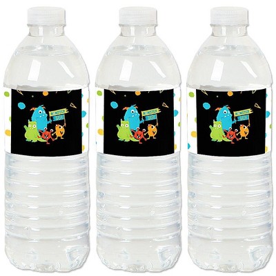 Big Dot of Happiness Monster Bash - Little Monster Birthday Party or Baby Shower Water Bottle Sticker Labels - Set of 20