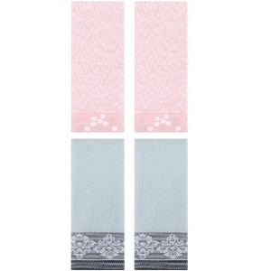 REGALWOVEN 4 Pcs Floral Pattern Soft Absorbent Decorative Hand Towel for Bathroom - 1 of 4