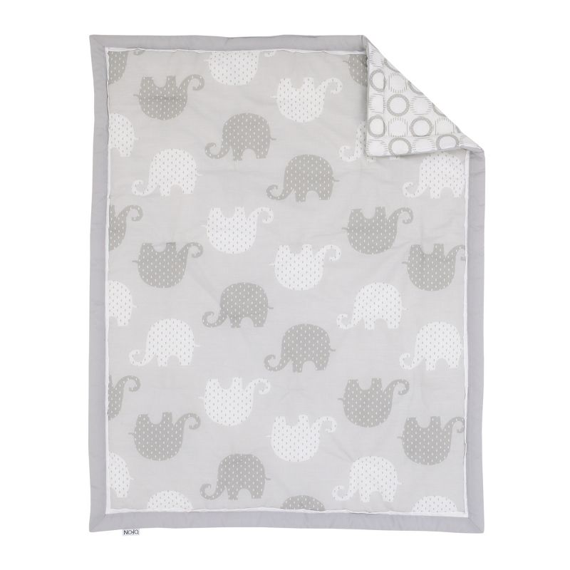 NoJo Dreamer Gray Elephant 8-Piece Nursery Crib Bedding Set, 2 of 11