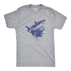 Mens Shark Ink Splatter T Shirt Funny Awesome Shark Week Lovers Tee For Guys - Crazy Dog Men's T Shirt - 1 of 4