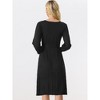 Allegra K Women's Knit Belted Round Neck Lantern Sleeves Casual Pleated Sweater Dresses - 4 of 4