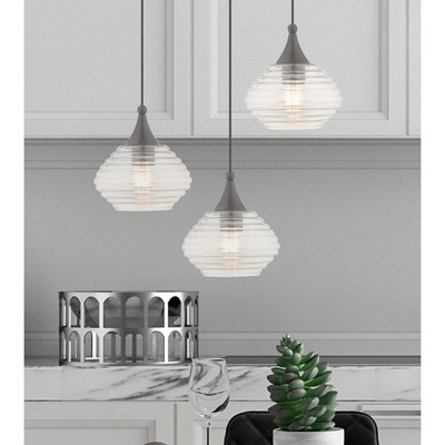 English Bronze Mini Pendant with Champagne Glass Shade