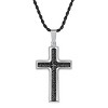 Steeltime Men's stainless steel Our Father english prayer rotating cross pendant. Color Options: Silver, Gold, Black, Mixed - 2 of 4