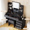 Vanity Desk with Mirror, 6 Drawers, Shelves, Charging Station, - 3 of 4