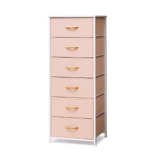 Pellebant Vertical Dresser for Bedroom 6 drawer Storage Tower Steel Frame Wood Top Easy Pull Non-woven Fabrics Drawer - 1 of 4