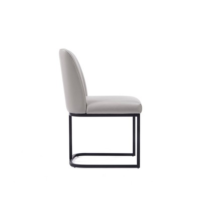 Light Grey Faux Leather Upholstered Side Chair Set with Metal Base