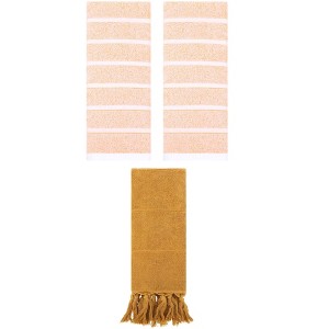 REGALWOVEN 3 Packs Striped and Solid Absorbent Soft Cotton Hand Towel for Bathroom - 1 of 4