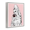 Stupell Industries Pink Vampire Fashionista Drinking Wine Black Framed Giclee Art - 3 of 4
