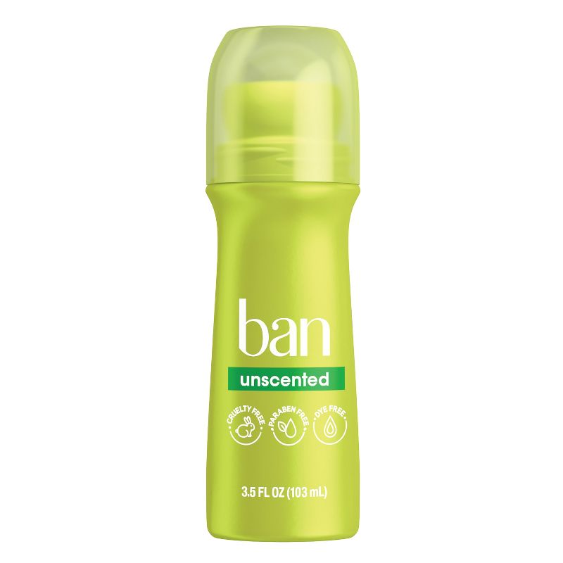 Ban Invisible Roll-On Antiperspirant Deodorant Unscented with Odor-Fighting Ingredients - 3.5oz, 1 of 10