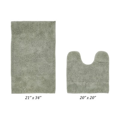 Granada 2 Piece Bath Rug Set 100% Premium Cotton Tufted Non-Slip Backing Bathmats for Bathroom, Super Soft Absorbent, Machine Washable
