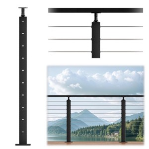 36"H Black Cable Railing Level Post Mount - 1 of 3