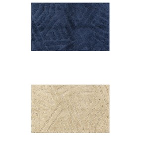 Unique Bargains Microfiber Geometric Soft Washable Non-Slip Floor Mats for Bathroom 2 Pcs - 1 of 4
