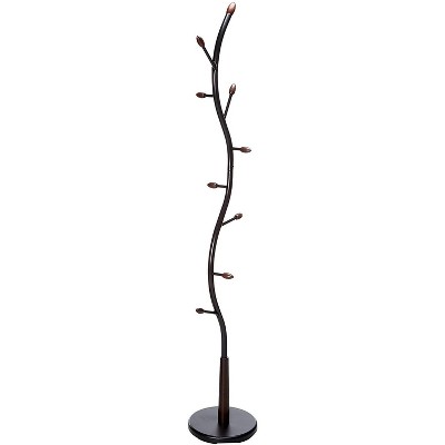 Black Metal and Walnut Wood Tree-Like Coat Rack Stand