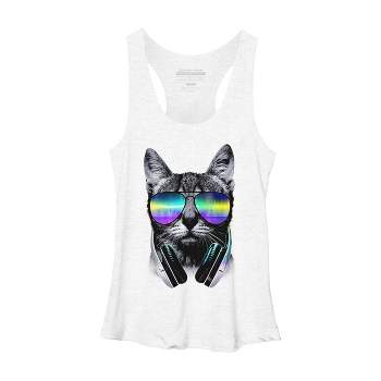 Women's Design By Humans Music Lover Cat By clingcling Racerback Tank Top