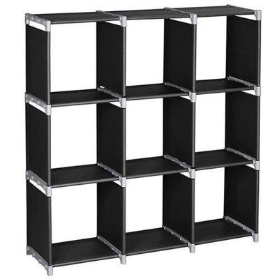 Closet Organizer Shelf ¨C CuisinSmart 3-Tier 9-Cube Steel Storage Rack, DIY Staircase Organizer for Bathroom, Kitchen, Office (Black)