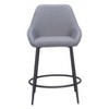Counter Stool – 38.6" H With Gray Polyester Seat & Powder-Coated Steel Frame (Set of 2) By Zuo Modern - 3 of 4