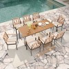 Tangkula 9 PCS Patio Dining Set Rectangular Dining Table w/ Acacia Wood Top Umbrella Hole - 3 of 4