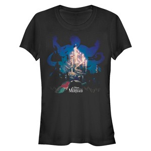 Juniors Womens The Little Mermaid Ursula Silhouette T-Shirt - 1 of 3