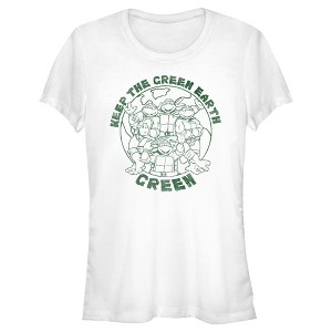Juniors Womens Teenage Mutant Ninja Turtles Keep the Earth Green T-Shirt - 1 of 4