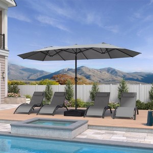 PURPLE LEAF 14ft Patio Market Umbrella and Base Double-Sided Rectangle Outdoor Table Sun Umbrellas with Crank - 1 of 1