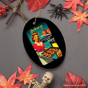 Baking Just Because Ceramic Ornament, Vintage Quirky Humor for Halloween Tree Decor| OrnamentallyYou - 1 of 4