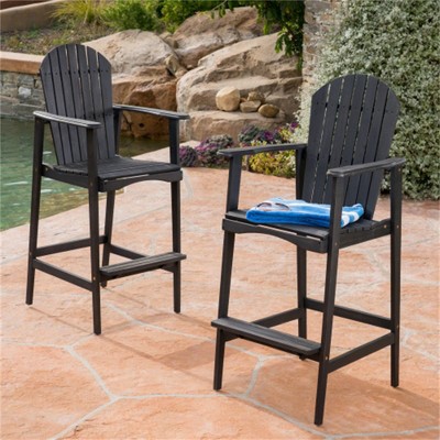SKRAN Outdoor Acacia Wood Adirondack Barstools, Set of 2, Dark Gray, Elegant and Durable for Patio, Garden, and Outdoor Use