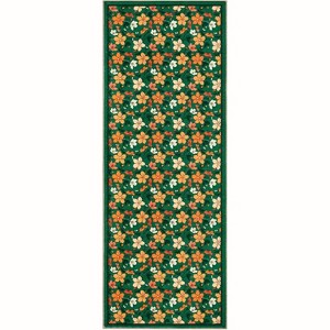 Washable Boho Floral Runner, Non-Slip, Low Pile, Soft Throw Rug for Entryway, Kitchen, Front Door, Kids Room, Indoor Mat. - 1 of 4