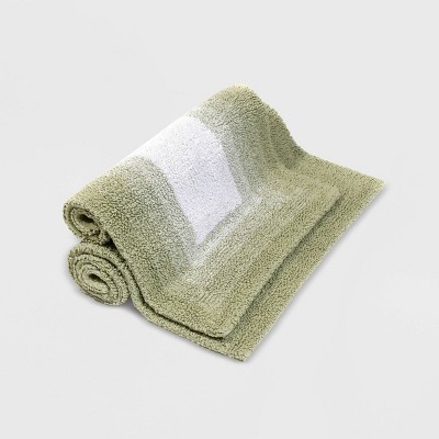 Whitney Ombre Reversible Green Cotton Bath Rug Set