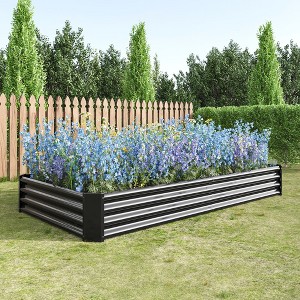 7.6x3.7x0.98ftRaised Garden Bed Kit - Metal Raised Bed Garden,Black - 1 of 4