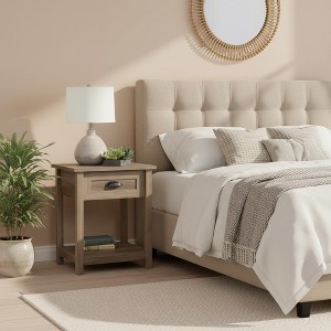 Homy Casa Rustic Brown Nightstand with Drawer and Open Shelf, Engineered Wood Side Table for Bedroom or Living Room - 1 of 4