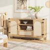 Jojoka Rattan Sideboard Buffet Cabinet,Farmhouse Kitchen Storage Cabinet,Boho Buffet Table Wooden Coffee Bar Cabinet,Brown - 4 of 4